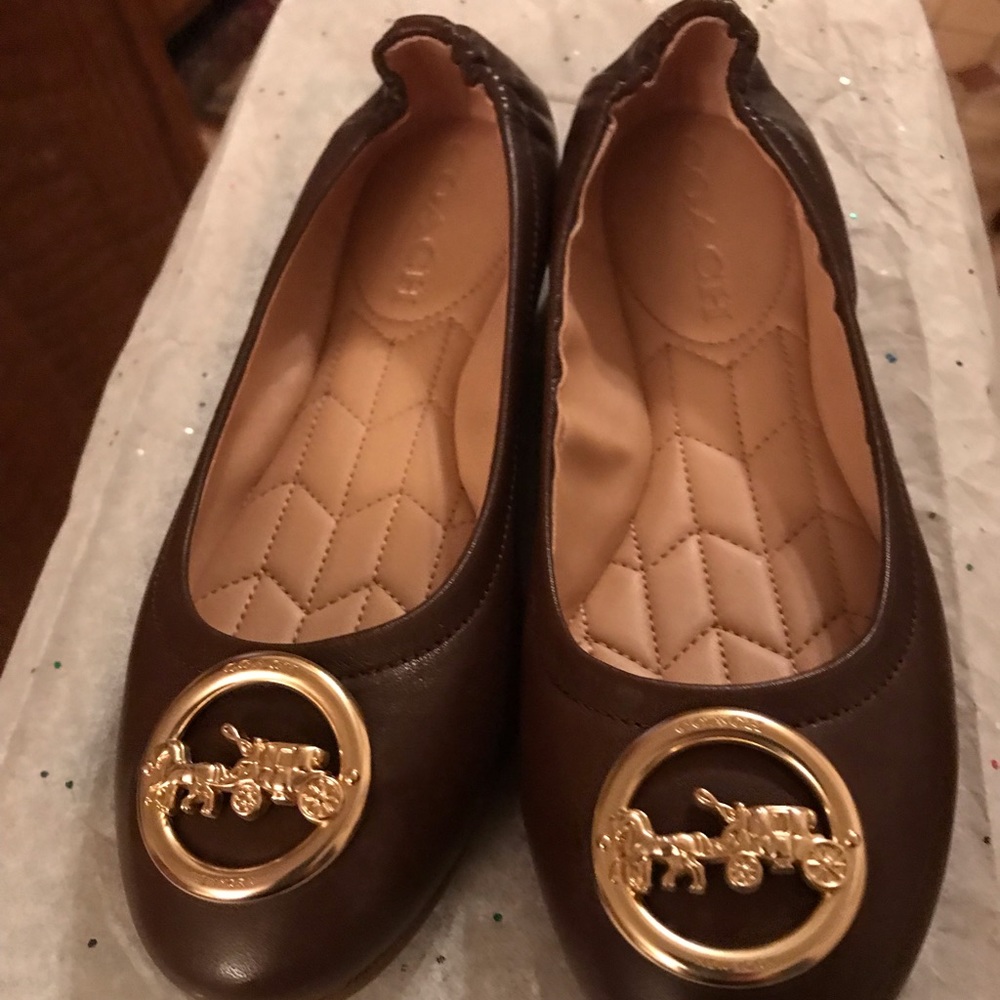 Coach Brown Flats never worn